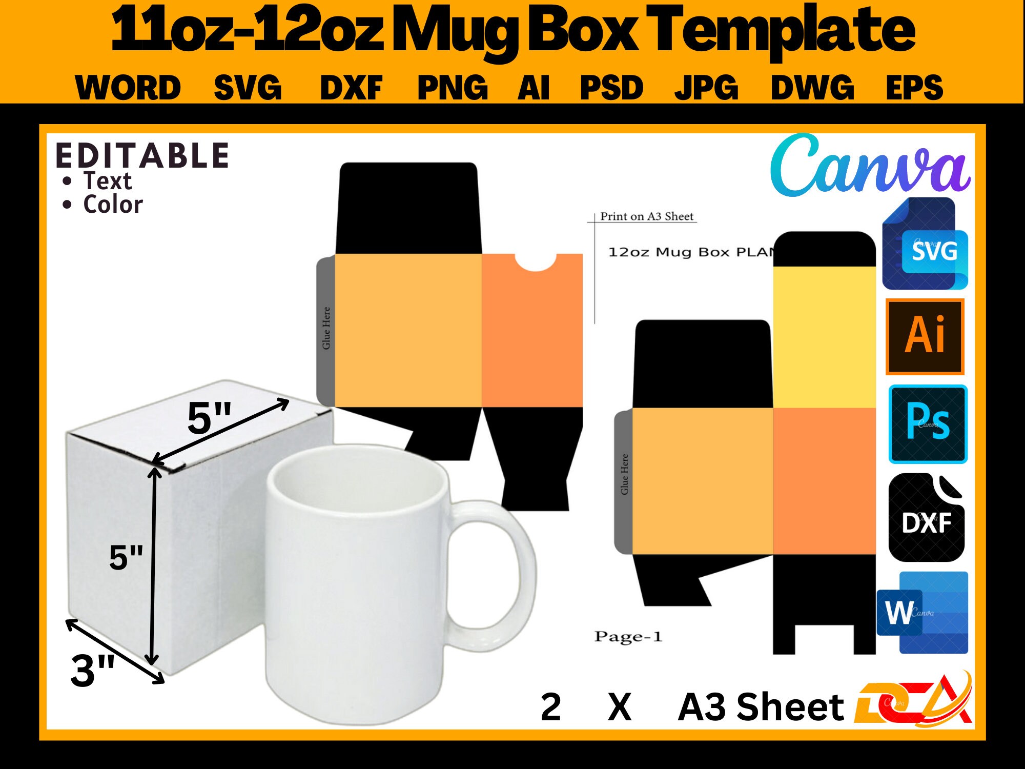 11oz Mug Holder SVG Template Mug Box SVG Cricut Cut Files Etsy