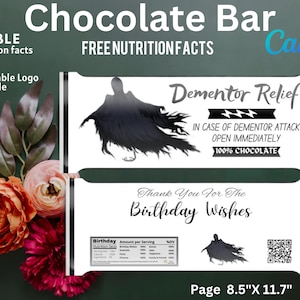 Editable Wizard Candy Bar Wrapper Label Magic Favor Label Birthday Party Chocolate Bar Wrapper Magician Digital PRINTABLE CANVA