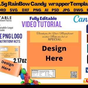 rainbow wrapper template, Rainbow bag wrapper template, Rainbow candy wrapper  2.17oz