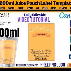 BLANK juice pouch Template, canva, word, svg, dxf, ai, PSD, PNG, gdw, eps