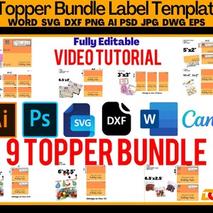 Treat Bag Topper Bundle Blank Template, Bag Topper Sticker, Cip bag Template, PsD, PNG, SvG, DxF, MS Word