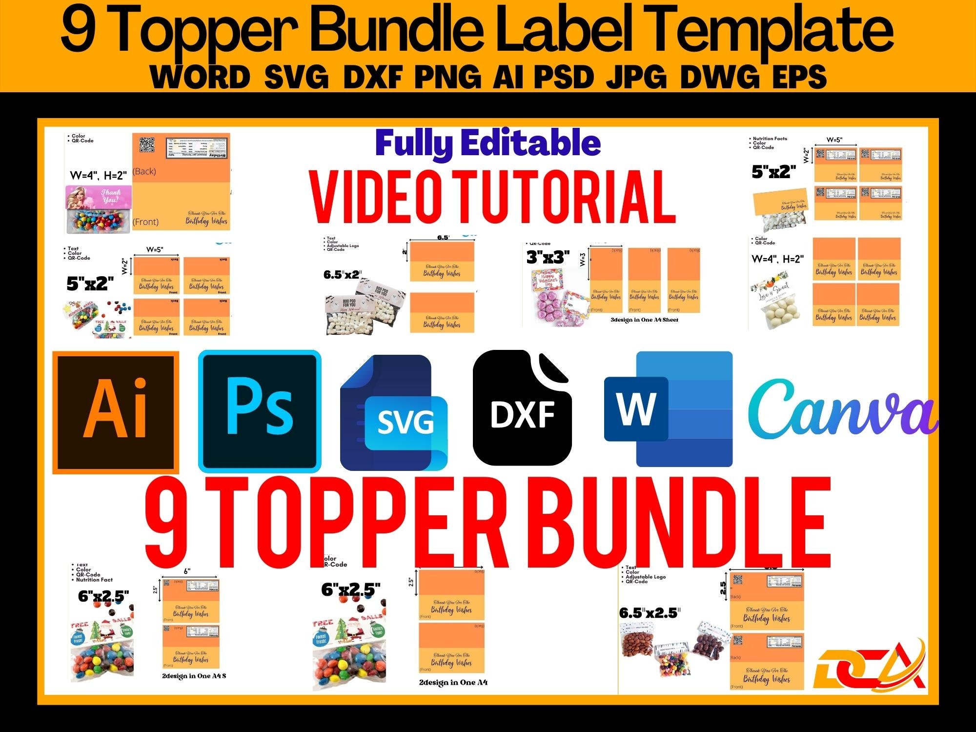 Treat Bag Topper Bundle Blank Template, Bag Topper Sticker, Cip Bag ...