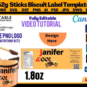 Hazelnut cocoa spread and biscuit label, Chocolate biscuit label, Chocolate bar wrapper template, Hazelnut spread labels, Hazelnut jar label