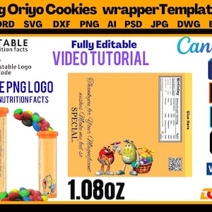 M & M's Mini Tube Wrapper Vorlage: Bearbeitbares Etikett (Digitaler Download)