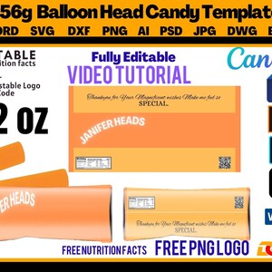 Air candy wrapper template 2oz head Candy template, Instant download