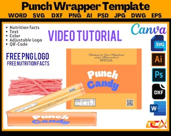 Sour Straws Candy 2oz 57g Blank Wrapper Template with Nutrition Facts, Sticker Label, PSD, PNG, SVG, DxF, Microsoft Word Doc