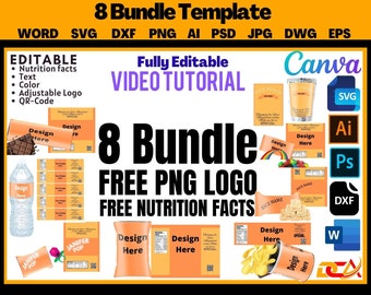 Party Favor templates Bundles  INSTANT DOWNLOAD Chip Bag Template pdf,png,svg,png