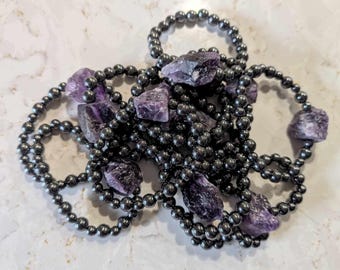 Hematite and Amethyst Bracelets