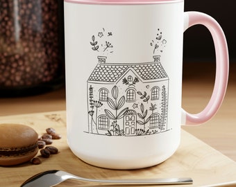 Home Sweet Homeschool, Folk Art, Homeschool Mom Gift, tazas de café de dos tonos, 15 oz