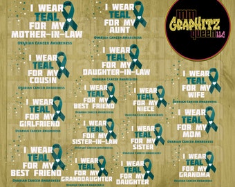 Ovarian Cancer Awareness. Teal. PNG File. Sublimation and Commercial Use Friendly.