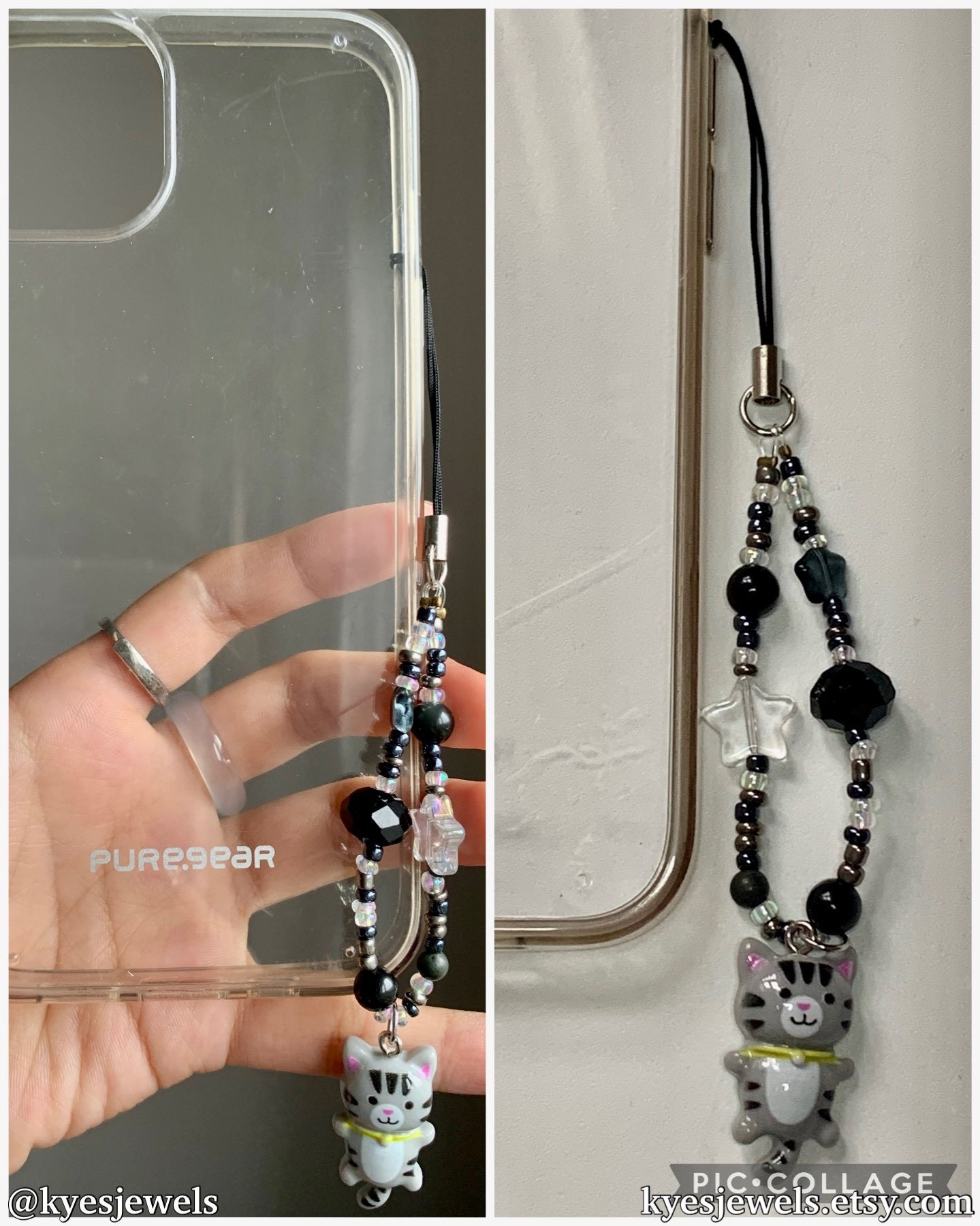 CATさま専用Phone Strap by Aurélie Mathigot Cat Phone Charm | Phone Charm Strap | Cute Beaded Phone