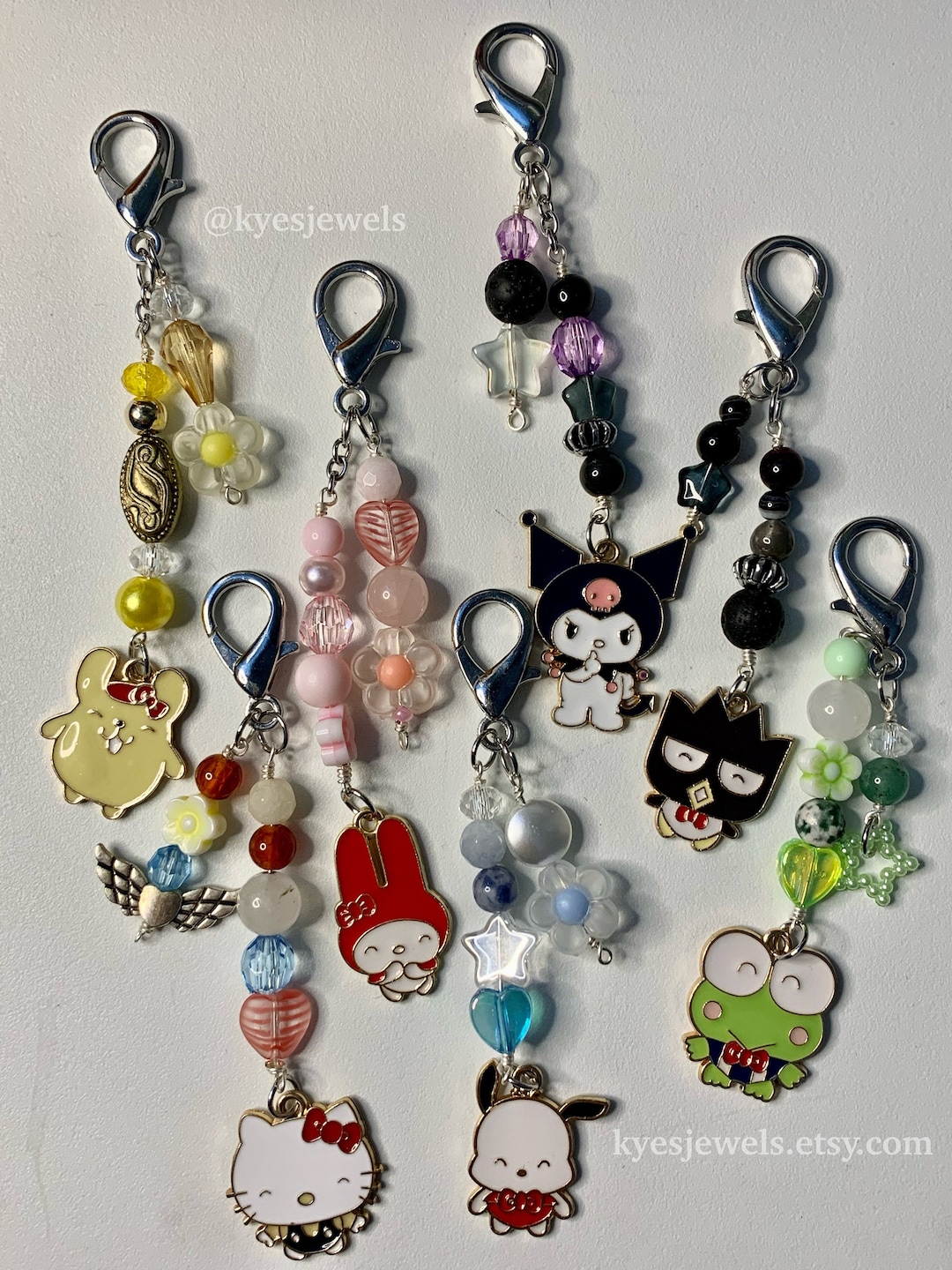 sanrio keychains | hello kittykeychain | cute beaded keychains | japanese keychain | anime merch | kawaii keychain charm | gift for her