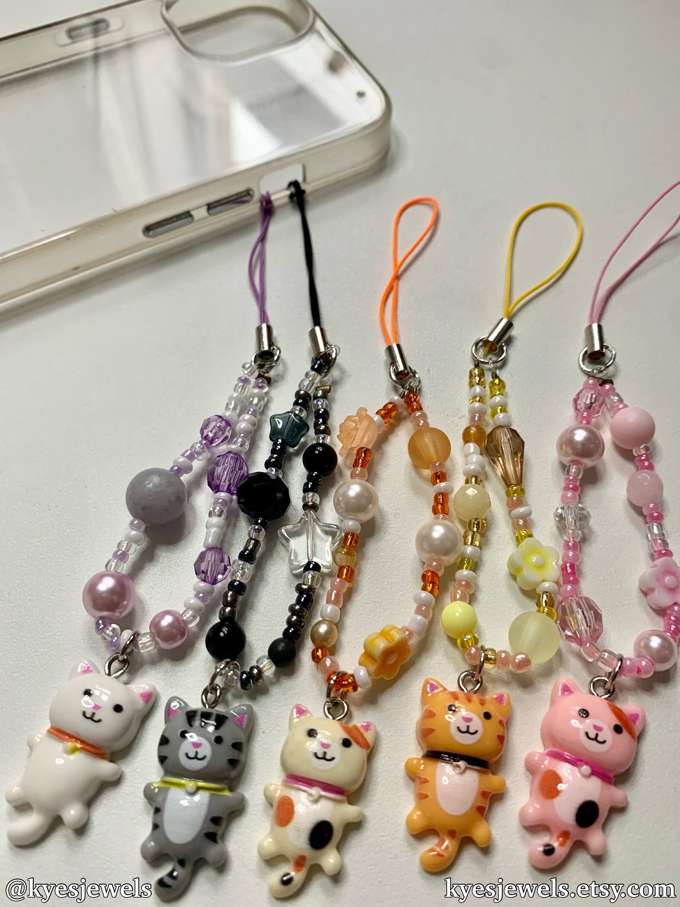 Acrylic Custom Cute Cat Keychains Clear Blank Mobile Phone Charms