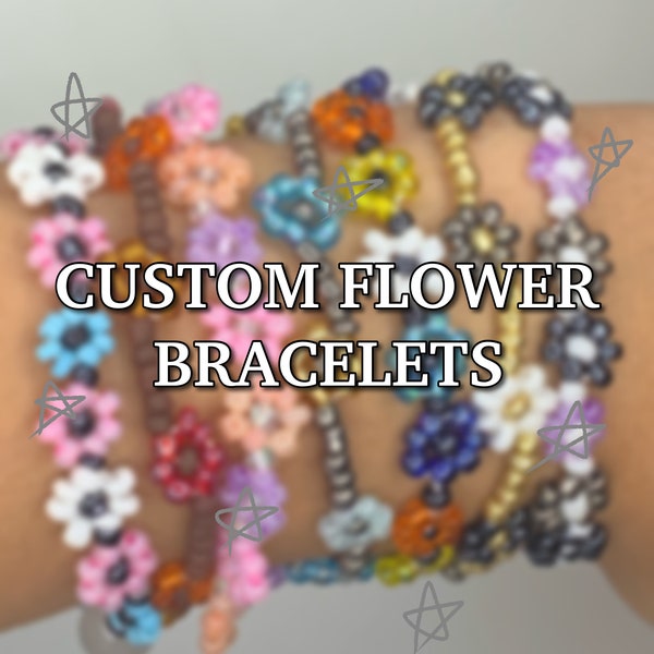 flower bracelet custom bracelet | custom flower bracelet | seed bead flower bracelet | personalized gift for mom | flower seed bead bracelet