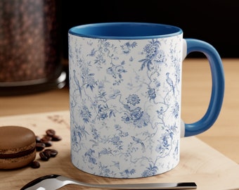 Blue Floral Decorative Mug Chinoiserie Style