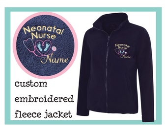 Neonatal personalised fleece jacket. Midwife top.