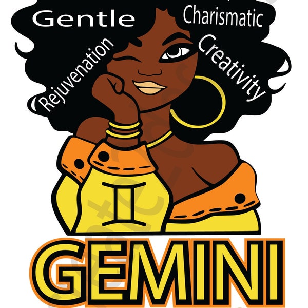 Digital Graphic Gemini Zodiac Birthday Girl  Downloadable Design