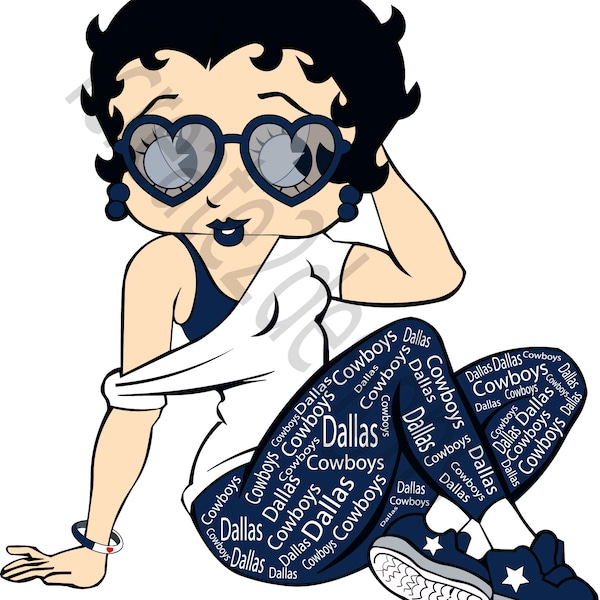 Cowboys Betty Boop SVG Download File Girl Sports Woman Fan