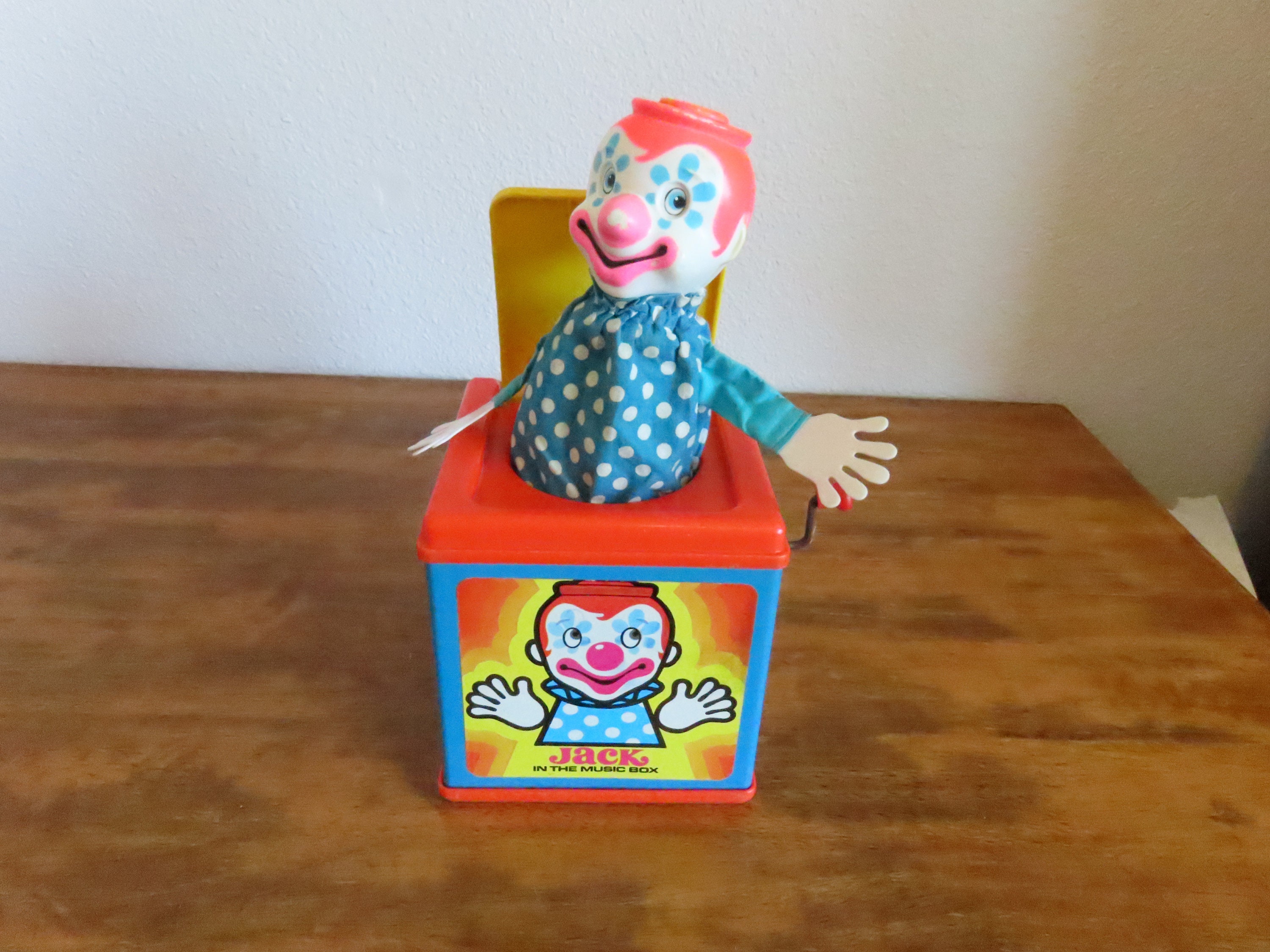 Mattel Jack in the Music Box 1976 Toy Hand Crank and Plays to the Tune of pop Goes the Weasel Some Peeling Paint Some Scuffs. Etsy