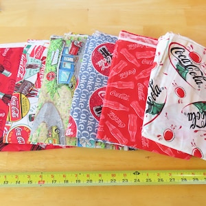 Lot of Coca cola fabric- Vintage fabric, 1-2 yard pieces, 10 1/2 yards total