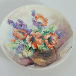 Floral Hand Painted Hanging Plate Ucagco Japan Poppies