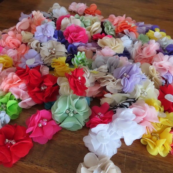 GRAB bag of Ballerina Flowers- Colorful flowers, zigzag flowers, headband making supplies, craft flowers, multi color flowers