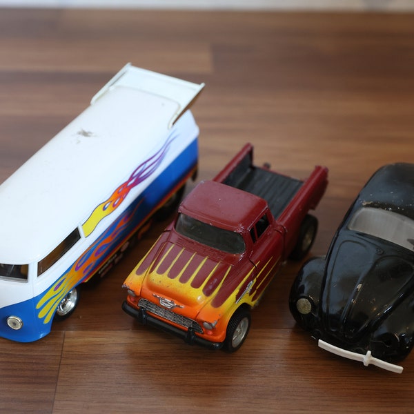 Hot Wheels VW Drag Bus 1/18, Tootsie Toy Chevy Cameo, Vintage Tonka Pressed Steel Black Volkswagen, vintage diecast cars