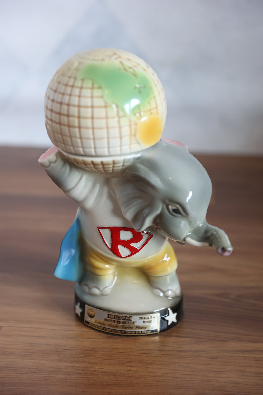 Vintage Jim Beam Elephant Decanter World Globe Good Etsy