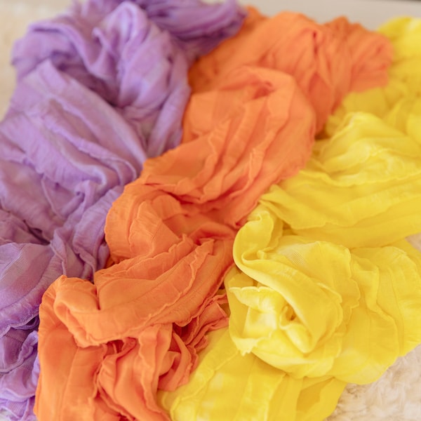 Vibrant Colorful Ruffle Knit Extra long Stretch Knit Wraps, Newborn Photography Wrap, Photography Prop, Newborn photo Session