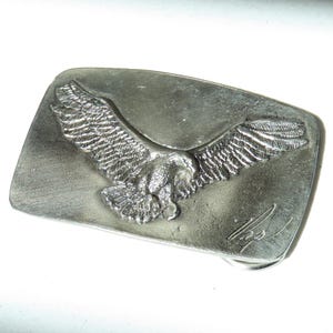 ITEM IS SILVERVintage Metal Eagle Belt Buckle, 1978, Signed Vapor on front, The Great American Chicago Belt Buckle CO, 504, Limited Edition