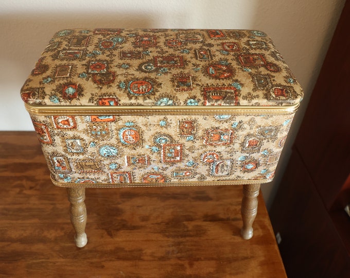 Vintage Large Colonial American Burlington Sewing Box Storage Etsy