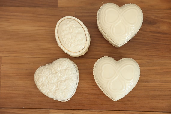 Lenox Keepsake Box, Antique decor, Heart Shaped Keepsake Box, Floral keepsake Box,