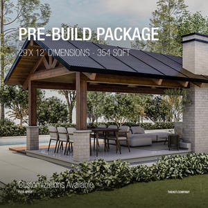Scandinavian Pool House | Backyard Oasis Tiny Home | Outdoor Living & Kitchen | Luxury Terrace Design | Floor Plans | House Plan | Gazebo