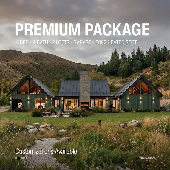 Scandinavian A-Frame Cabin Plans | 4 Bed Modern Lodge House Design | Barndominium Style| House Plans