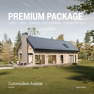 Skandinavische Barndomium Haus-Pläne | 3-Bett-Hütte mit Dachboden | Modernes Familien Cabin Design