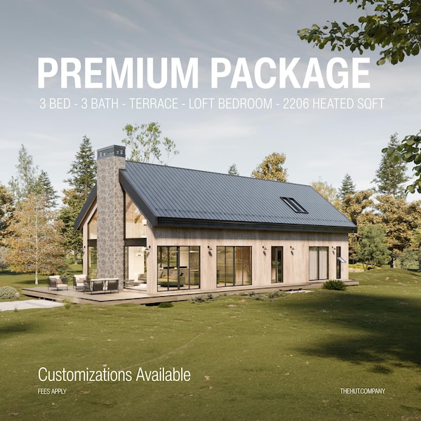 Skandinavische Barndomium Haus-Pläne | 3-Bett-Hütte mit Dachboden | Modernes Familien Cabin Design