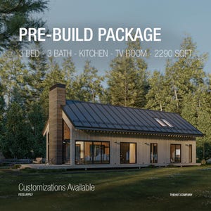 Scandinavian Modern Family Cabin | 3-Bed Barndominium House Plan with Loft | Open-Concept Nordic Design | Architectural Blueprint