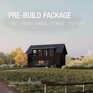 Scandinavian Barndominium Floor Plan: 1-Bed Loft Cabin with Garage