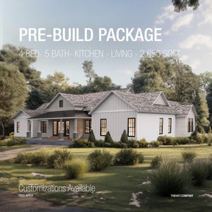 Modern Farmhouse Floor Plan | 4-Bed Contemporary Rustic Home with Garage | Single-Story Layout | Architectural House Blueprints