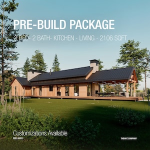 Contemporary Nordic Barndominium | Modern Cabin Floor Plan | Open-Concept Layout Nature-inspired | Construction Documents