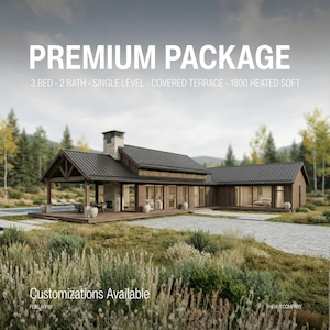 Scandinavian Barndominium Plans | 3 Bedroom Modern House Design | Full Construction Drawings | Nordic Cabin Home