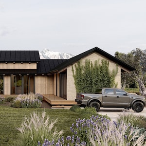 an early depiction of a small mountain cabin in the countryside, in the style of precise lines, dark black and bronze, clyfford still, calm and serene beauty, the rustic and woodsy exterior design of a log cabin, American modernism