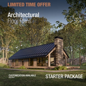 Limited time only FREE architectural plan** Modern Cabin House Plans for Scandinavian Barndominium Design Floor Plans