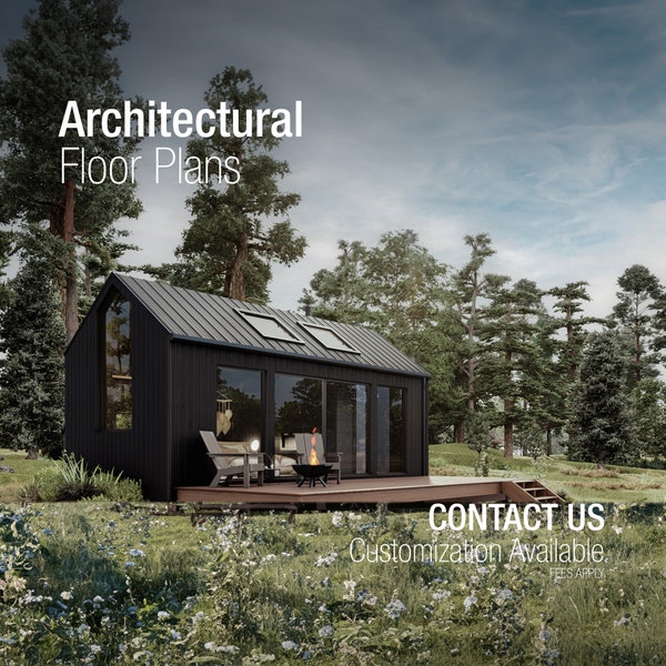 Nordic Cabin Architectural Plans 1 Bedroom Floor Plan Modern Loft 450 square foot