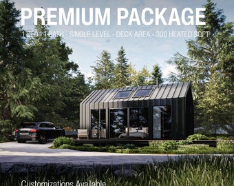 Nordic Tiny Cabin Plans | 1 Bedroom Small House Design | Scandinavian Micro Cabin | Off Grid Retreat |