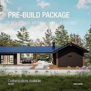 Tiny House Floor Plans Detached Modern Pool House Plans 2-Bed, 2-Bath Sauna & Flex Room Architectural Blueprint Drawings Floor Plans