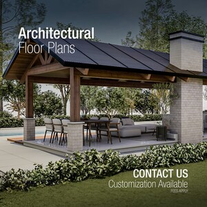 Scandinavisch poolhouse | Achtertuin Oasis Tiny Home | Buitenleven en keuken | Luxe terrasontwerp | Plattegronden | Plattegrond huis | Tuinhuisje