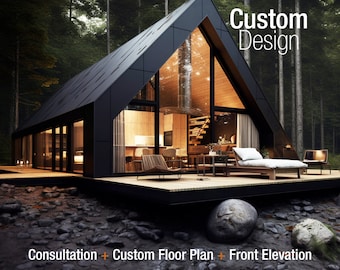 Custom Barndominium House Design Package Mockup Revision, Scandinavian and Nordic Cabin, Downloadable and Personalized Floor Plans