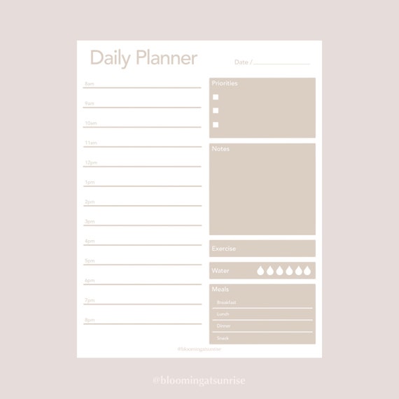Daily Planner Printable Planner Day Planner Planner Etsy