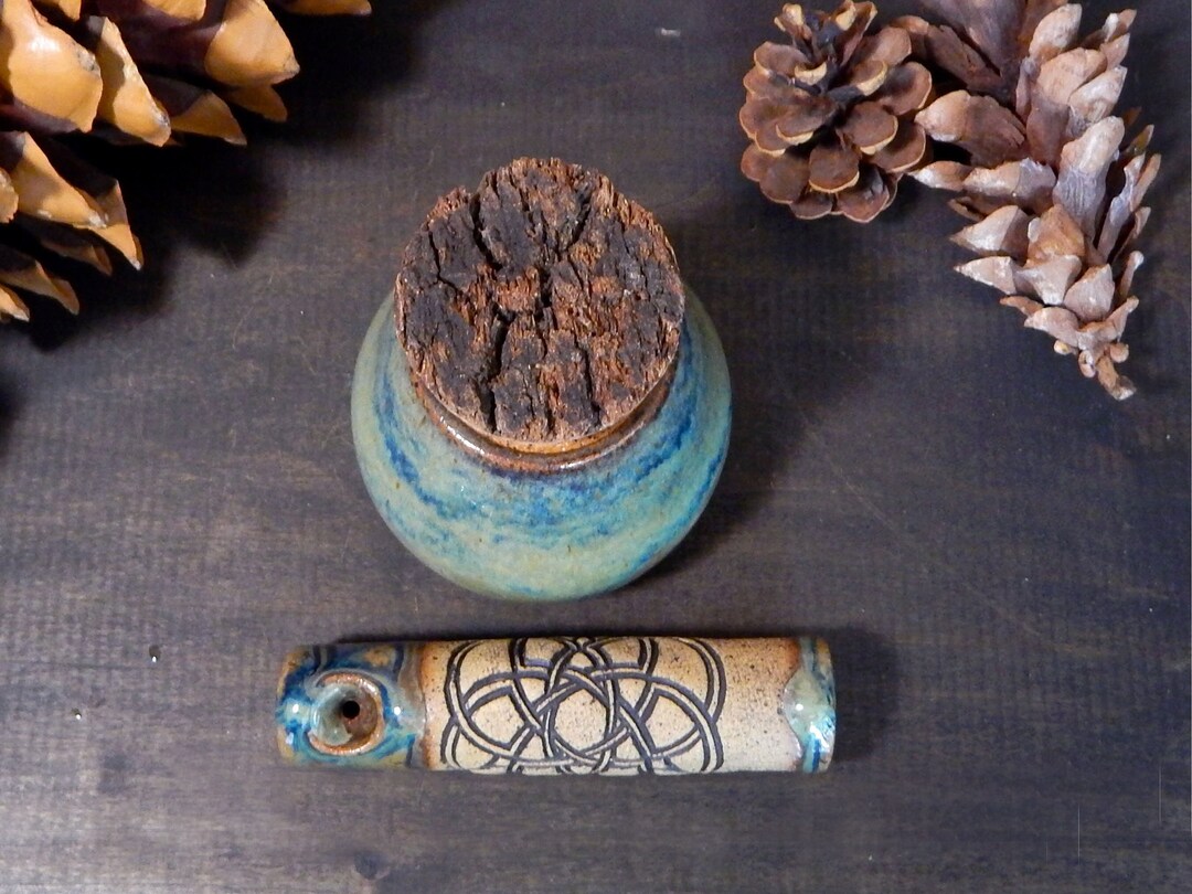 Handmade Smoking Pipe Pottery Stash Jar Set Tobacco Unique One Etsy